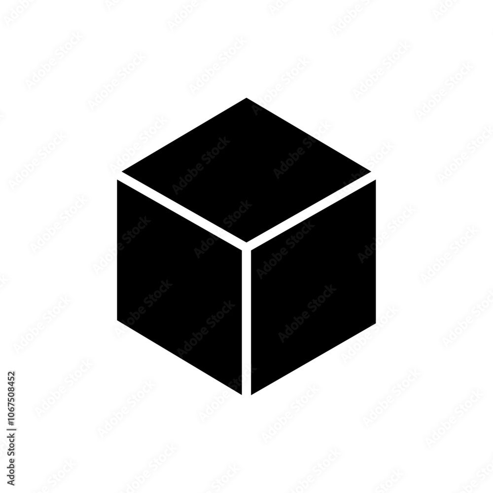 Cube icon Black and white outline vector Cube icon Black and white outline vector