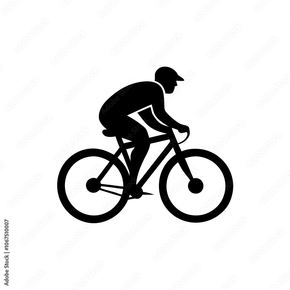 Fototapeta premium Rider logo riding bicycle on white background