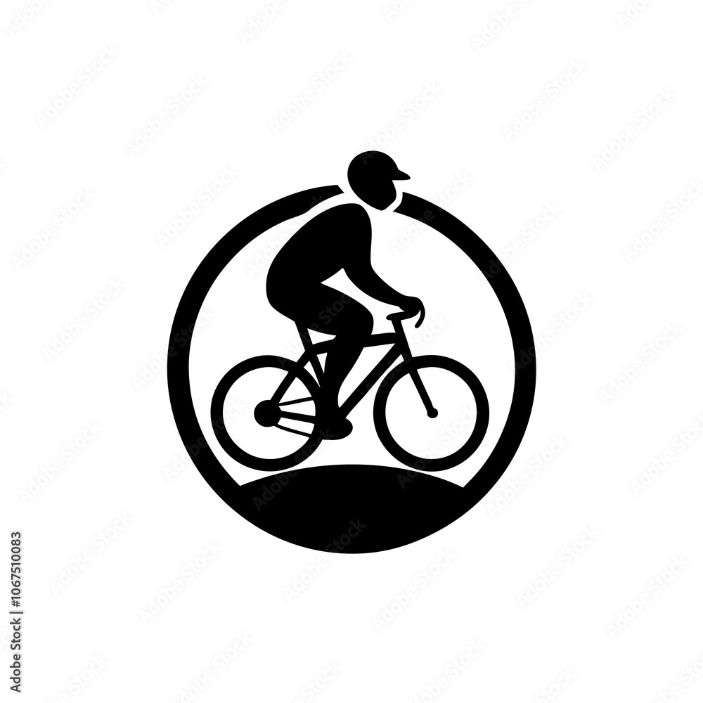 Obraz premium Rider logo riding bicycle on white background