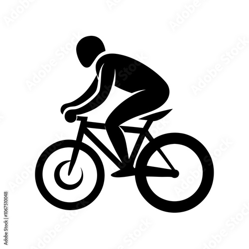 Rider logo riding bicycle on white background