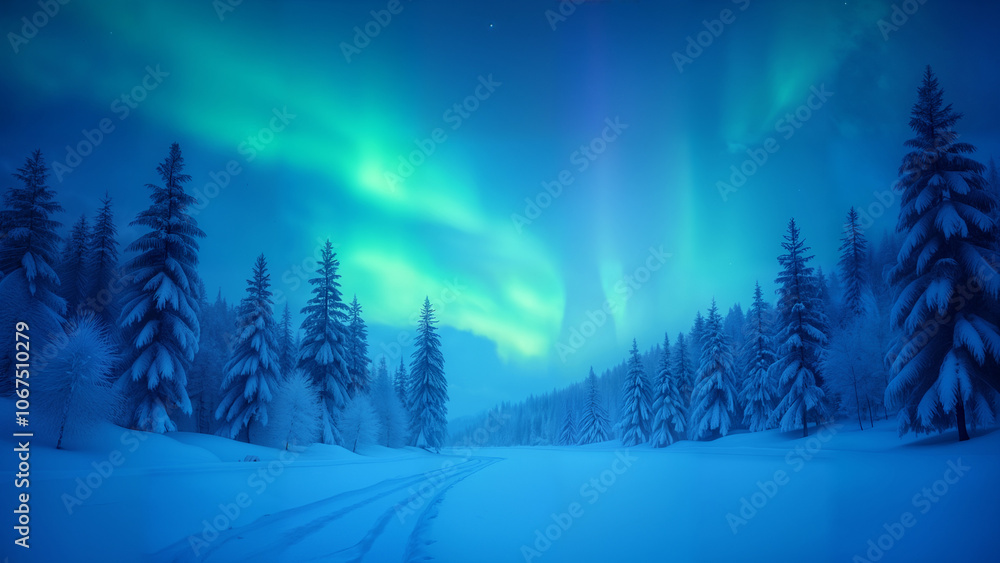 Ethereal Northern Forest Under Polar Lights Ethereal Northern Forest Under Polar Lights