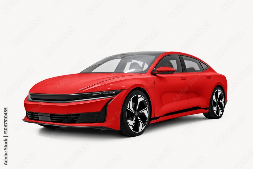 Fototapeta premium Red sports car, realistic vehicle
