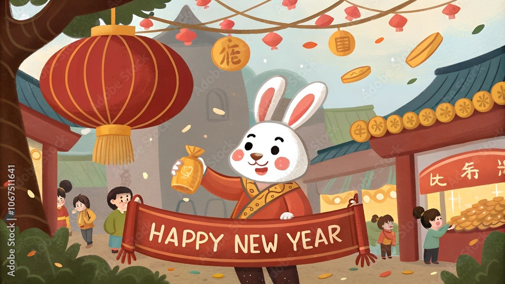 Fototapeta premium chinese new year illustration rabbit