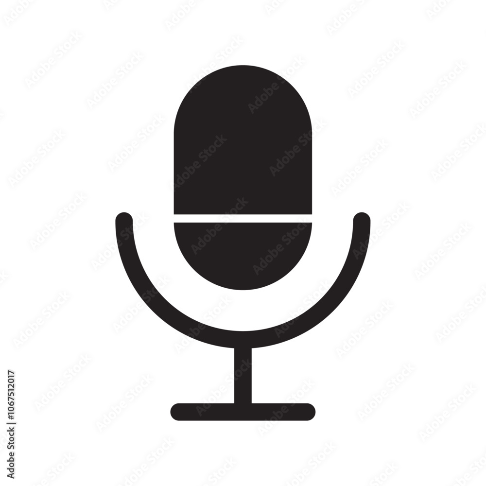 Microphone icon Black and white outline vector Microphone icon Black and white outline vector