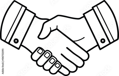 A line-art illustration of two shaking hands representing partnership and cooperation