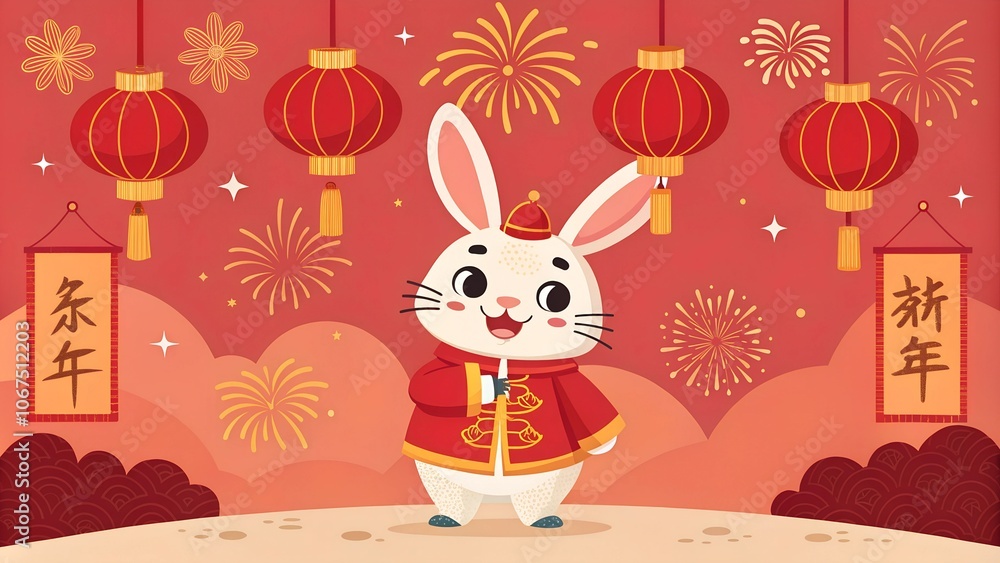Fototapeta premium chinese new year illustration rabbit