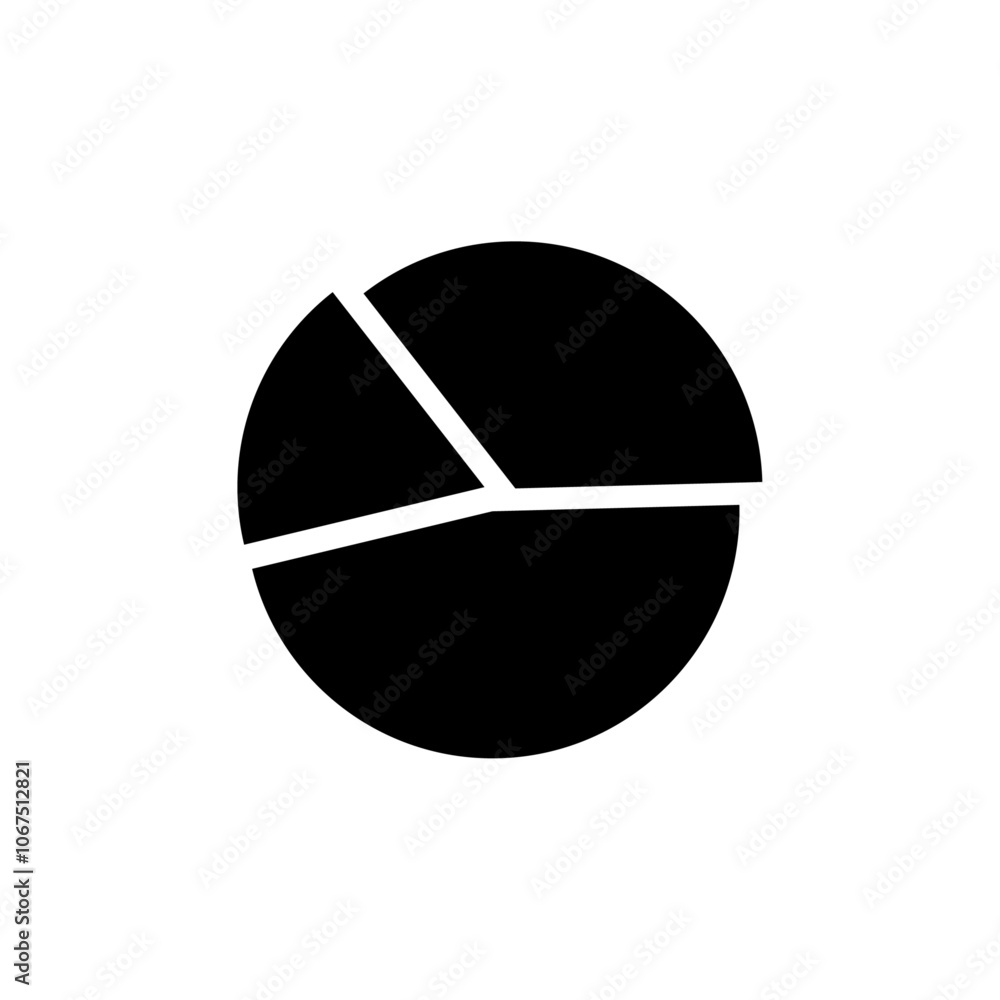 Pie chart icon Black and white outline vector