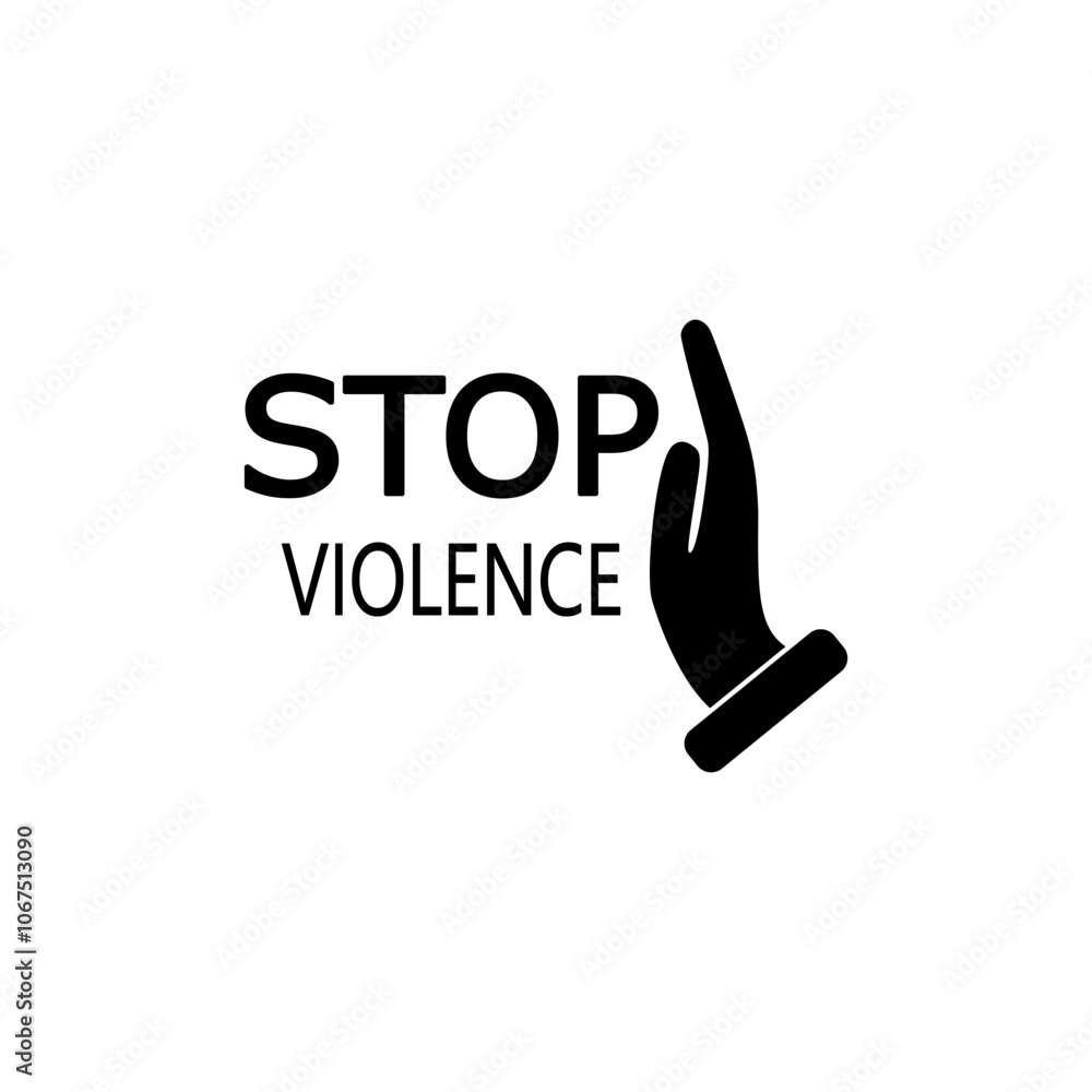 Stop Violence. Stop Hand Gesture icon isolated on white background. Stop Violence. Stop Hand Gesture icon isolated on white background.