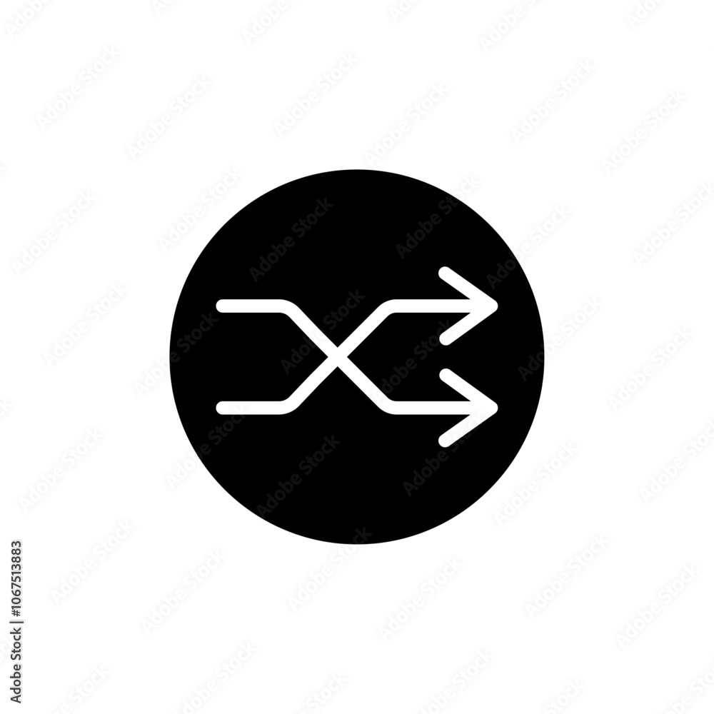 Shuffle icon Black and white outline vector Shuffle icon Black and white outline vector