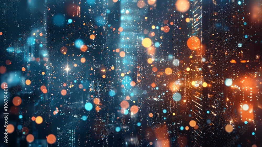 Obraz premium Bokeh City Lights at Night with Blue and Orange Tones