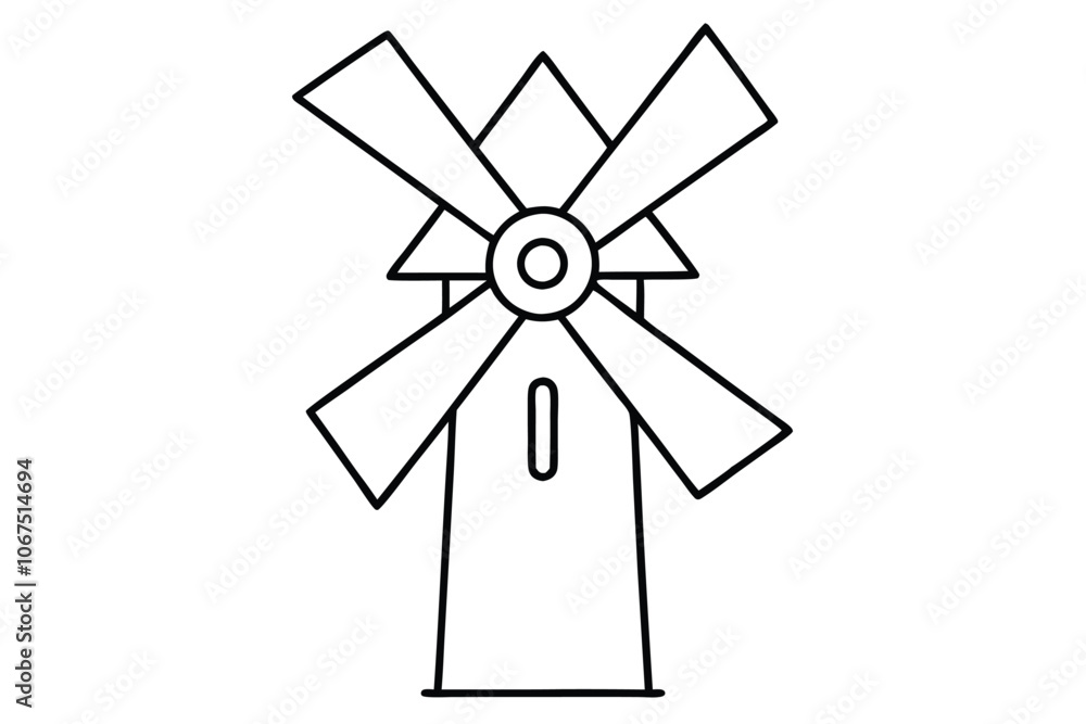 Windmill line art vector illustration Windmill line art vector illustration