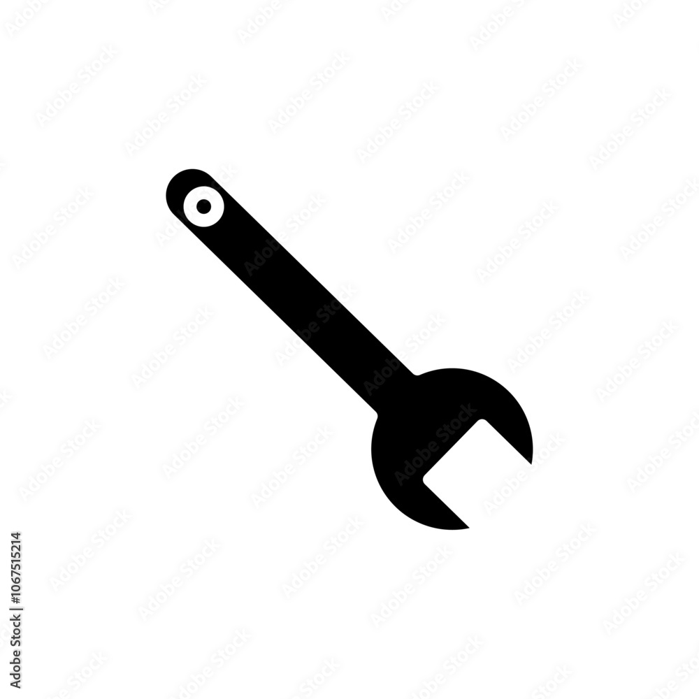 Wrench icon Black and white outline vector Wrench icon Black and white outline vector
