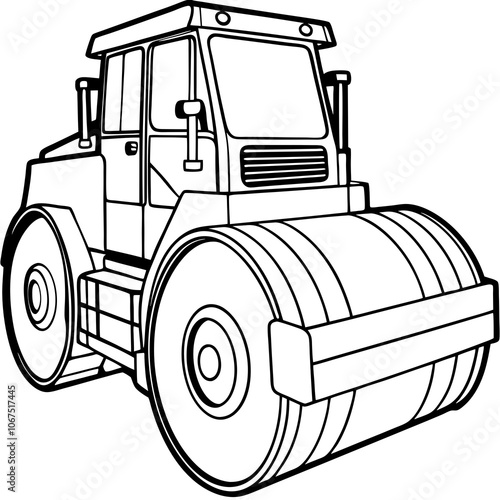 Modern Road Roller on White Background