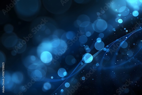 Ethereal Blue Bokeh Background with Flowing Waves