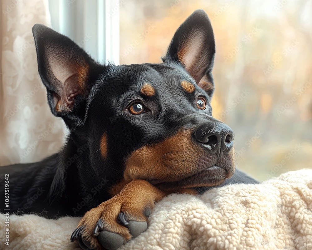 Obraz premium Cute and Playful Animal Headshot in Photorealistic Style for Stock Photography Use