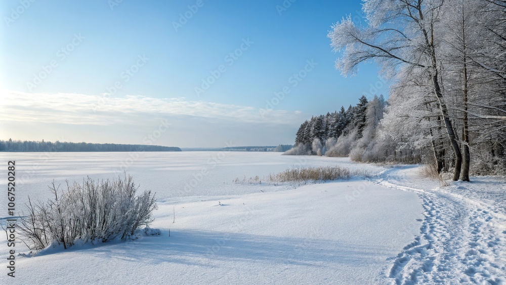 Serene snow-covered landscape with a vast empty space for photography, calm, open space, panoramic view Serene snow-covered landscape with a vast empty space for photography, calm, open space, panoramic view