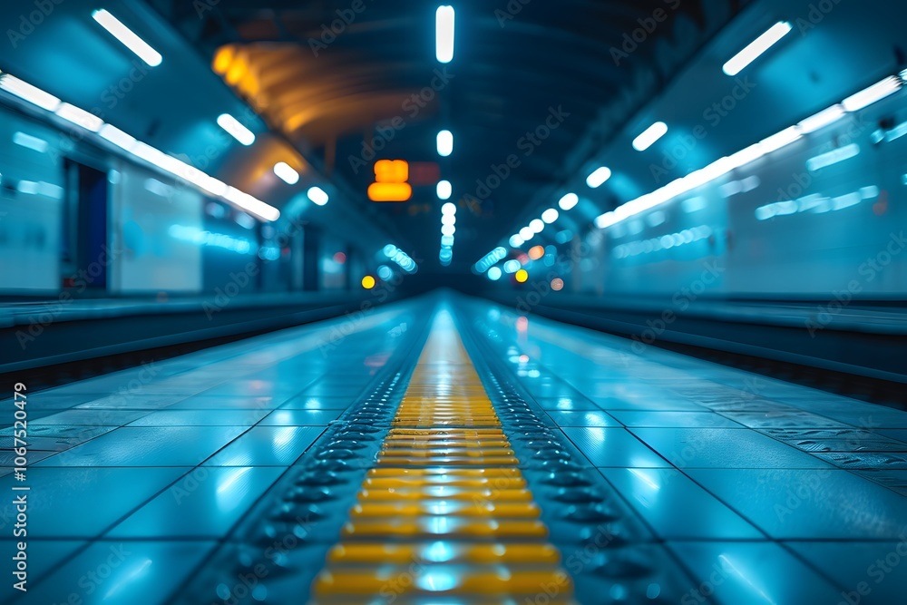 Captivating View of an Urban Subway Station with Neon Lighting