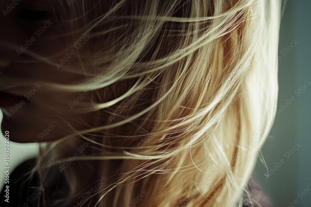 Naklejka premium woman with straight long blonde hair