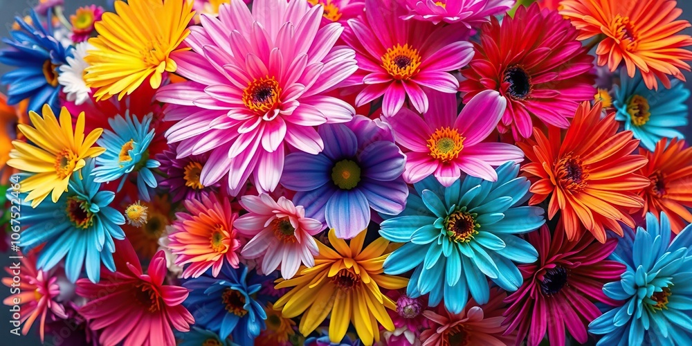 A colorful explosion of abstract flowers in a dynamic composition, floral arrangements, sci-fi inspired A colorful explosion of abstract flowers in a dynamic composition, floral arrangements, sci-fi inspired