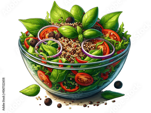 Vibrant and healthy salad in a glass bowl. Generative ai.