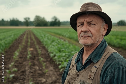 Man in hat standing in field