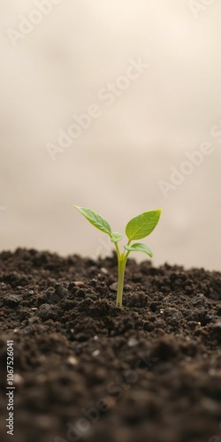 Abstract image representing growth and improvement, featuring a plant sprouting and thriving in fertile soil, soil, improvement, nurture