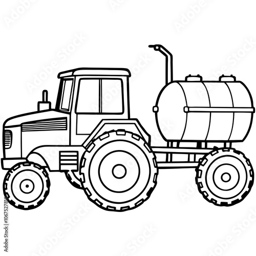 Modern Tractor with Slurry Tanker on White Background