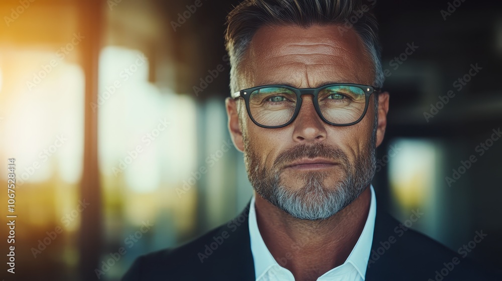 A confident man in a suit is framed by a vibrant urban skyline during sunset, exuding an air of authority as dusk casts a warm glow across his features. A confident man in a suit is framed by a vibrant urban skyline during sunset, exuding an air of authority as dusk casts a warm glow across his features.