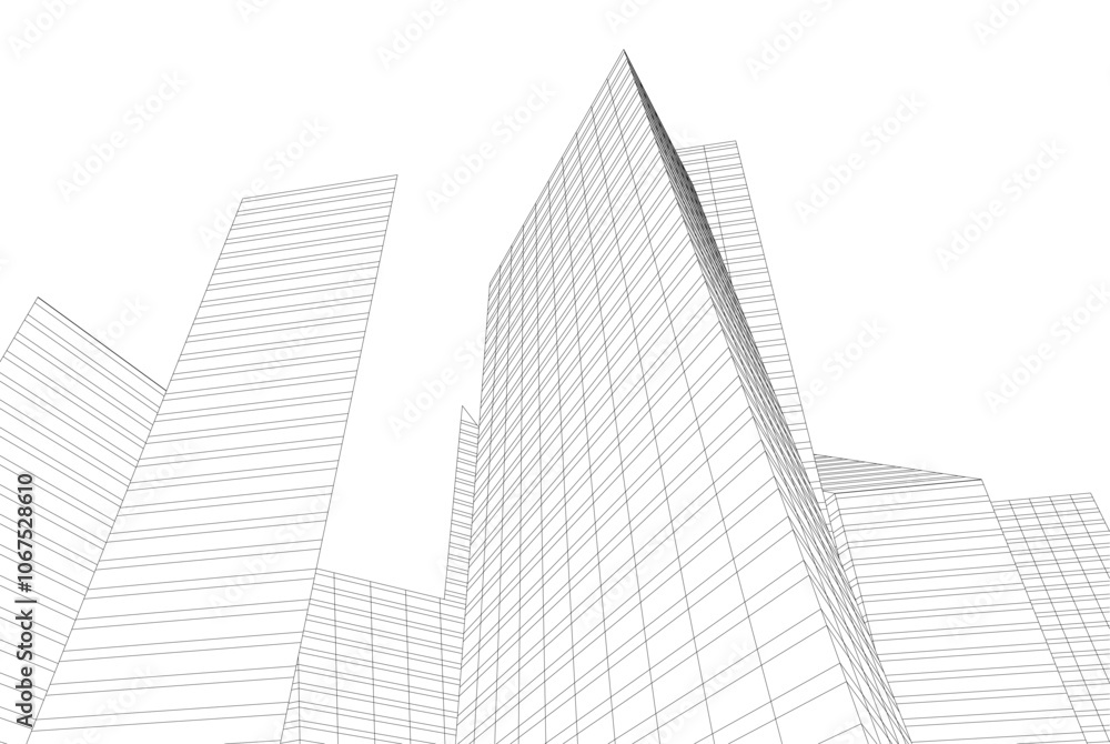 Modern city architecture 3d illustration Modern city architecture 3d illustration