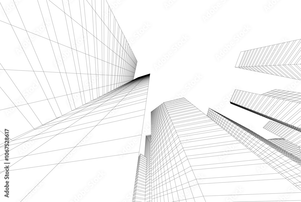 Modern city architecture 3d illustration Modern city architecture 3d illustration