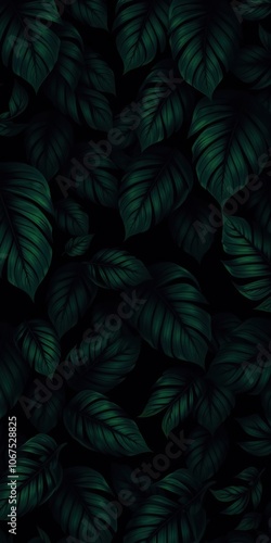 Wallpaper Mural Dark and mysterious pattern featuring exotic leaves in various shades of green and black, creating a striking and dramatic visual effect, vibrant, design, lush Torontodigital.ca