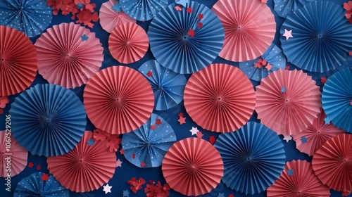 Vibrant Red and Blue Paper Decorations for Celebrations