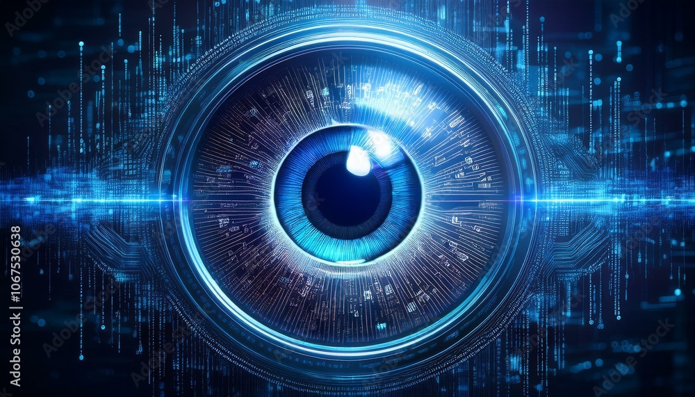 Fototapeta premium Cybernetic Eye: Digital Surveillance, Futuristic Technology 