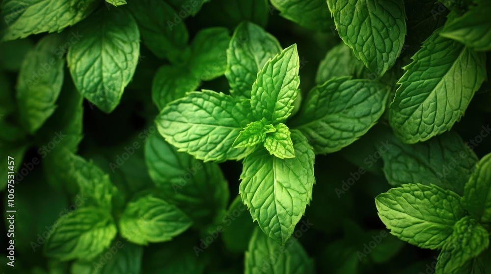 Close-Up View of Fresh Mint Leaves Close-Up View of Fresh Mint Leaves
