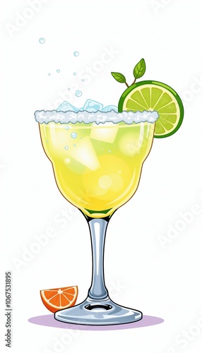 Wallpaper Mural cartoonish glass mug filled with Margarita Torontodigital.ca