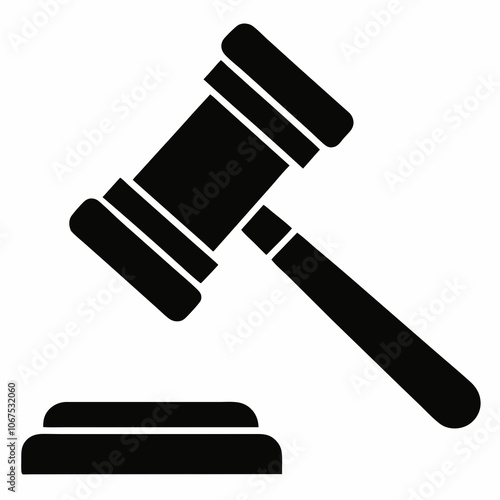 Gavel Justice silhouette vector illustration on a white background 