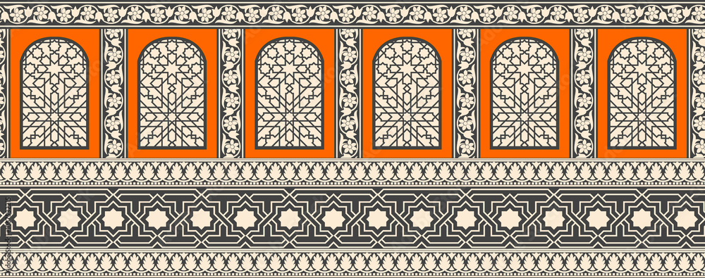 seamless beautiful wallpaper cards border design floral leaf vintage ornament Victorian geometric ethnic print paisley
