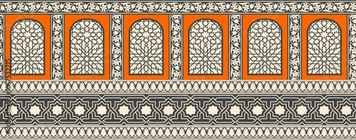 Obraz na płótnie seamless beautiful wallpaper cards border design floral leaf vintage ornament Victorian geometric ethnic print paisley w salonie