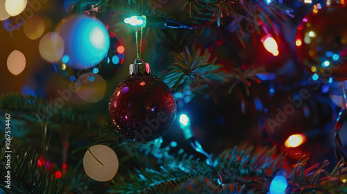 christmas tree lights and baubles