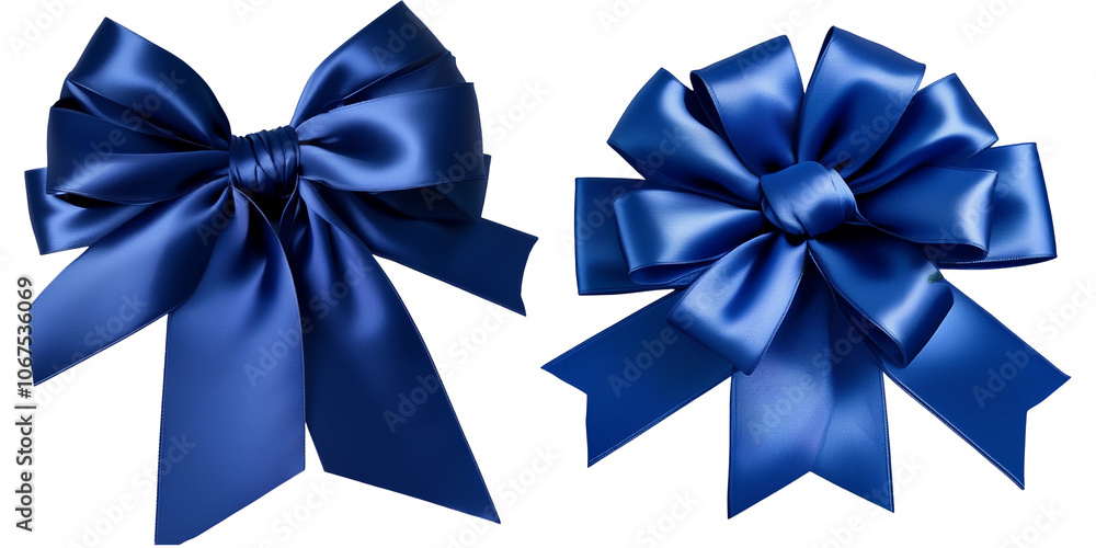 Elegant blue satin bows perfect for gifts, decorations, or events Elegant blue satin bows perfect for gifts, decorations, or events