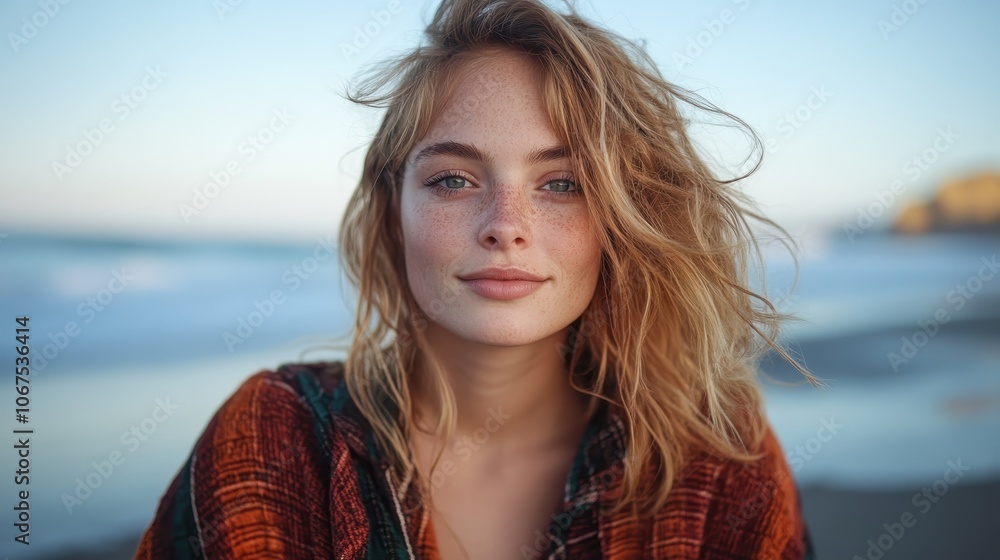 A serene woman wraps herself in a colorful shawl, gazing peacefully into the distance on a picturesque beach, capturing the essence of tranquility and reflection. A serene woman wraps herself in a colorful shawl, gazing peacefully into the distance on a picturesque beach, capturing the essence of tranquility and reflection.