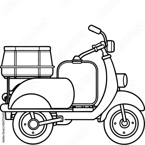 Modern Moped with Slurry Tanker on White Background