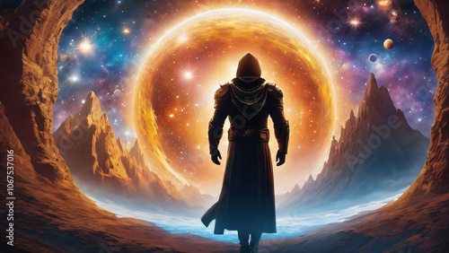 The back of the young man was walking calmly into the 5th dimension, a dimension that was opening up to welcome him.