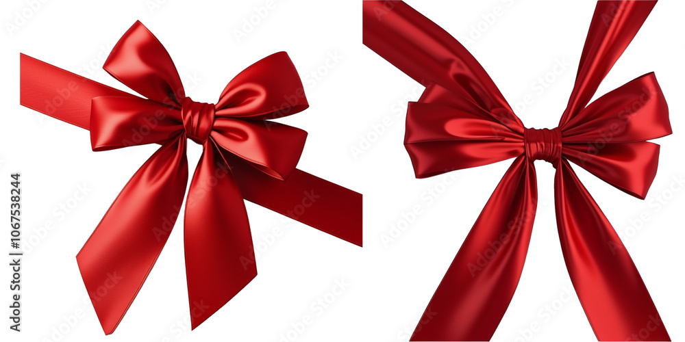 Elegant red ribbons tied into beautiful bows showcasing graceful gift presentation Elegant red ribbons tied into beautiful bows showcasing graceful gift presentation