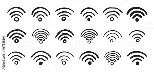 Hand drawn wifi icon set. doodle wi fi sign collection. Drawing Wi-Fi