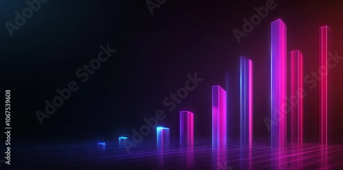 Neon financial graph illustration representing success and wealth on a dark background. AI generated illustration