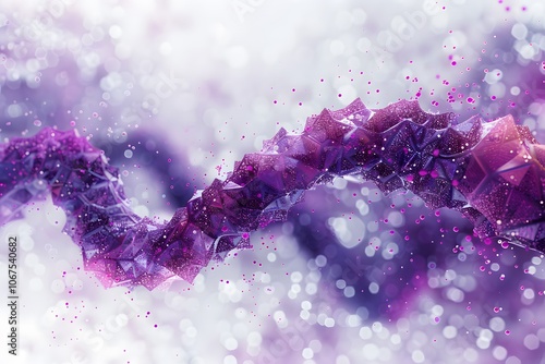 Abstract Purple Wave with Geometric Shapes and Bokeh Effect