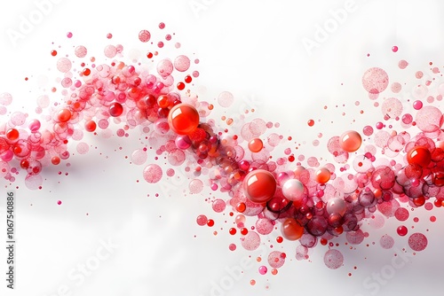 Vibrant Abstract Composition of Red and Pink Bubbles on a White Background