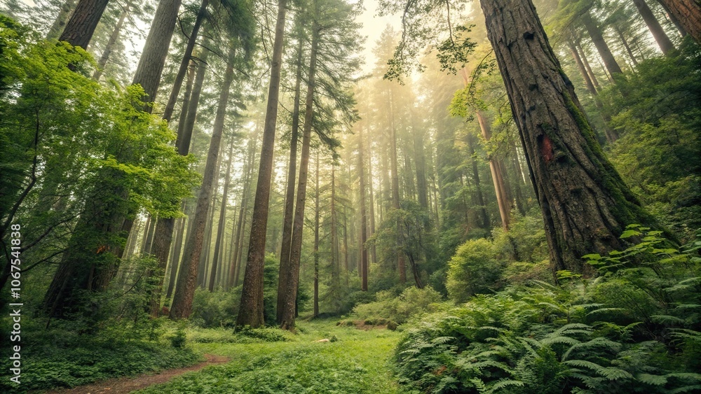 Fototapeta premium Heartfelt forest background with trees and foliage, organic shapes, plants