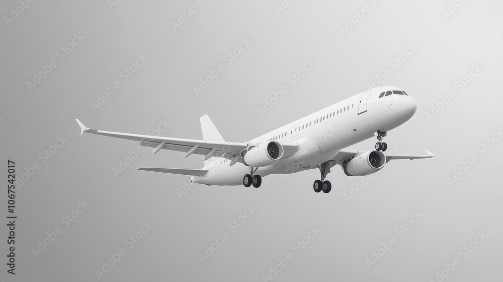 Flying airplane isolated on a white or transparent background. Close-up of a white airplane, side view. Concept of vacation, traveling abroad. Graphic design element. Flying airplane isolated on a white or transparent background. Close-up of a white airplane, side view. Concept of vacation, traveling abroad. Graphic design element.